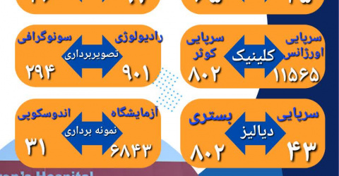 آمار ماهانه اهم عملکرد بیمارستان بوعلی